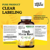 Wild & Organic Black Maca Capsules 500mg packaging details