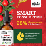 Wild & Organic Butcher's Broom Tincture 350mg with dropper