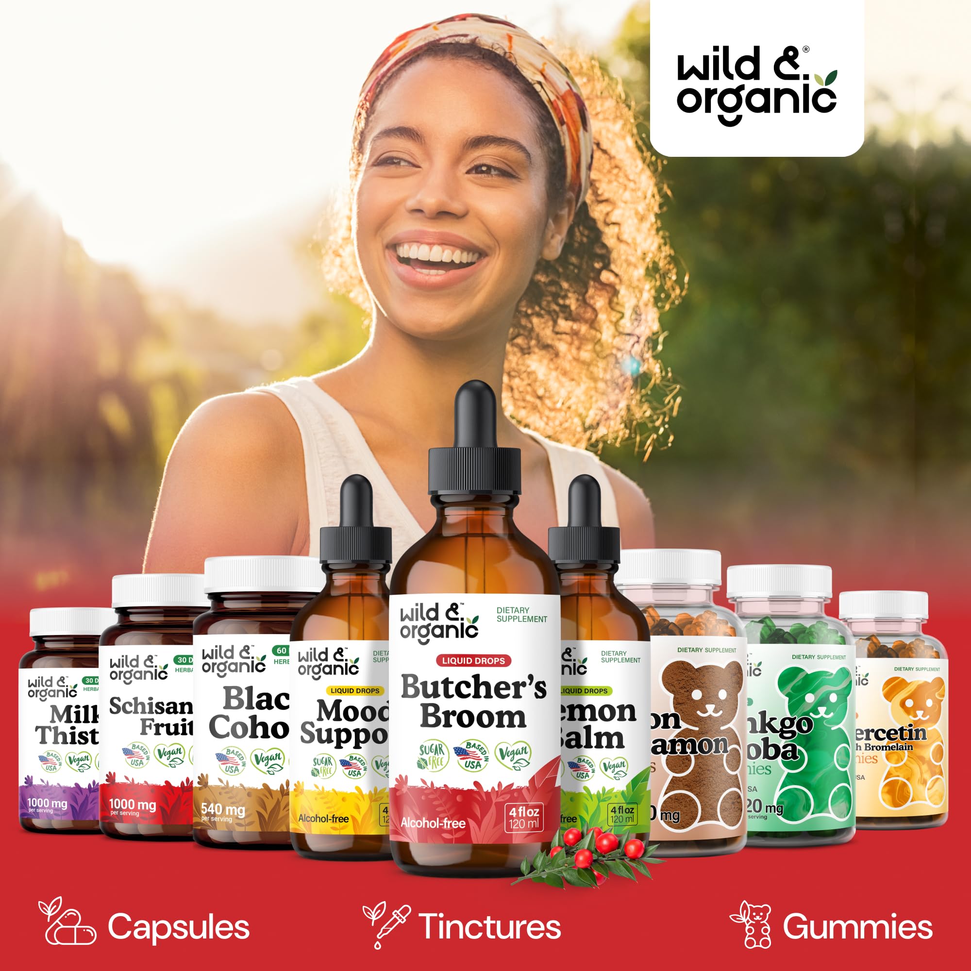 Wild & Organic Butcher's Broom Tincture close-up of label