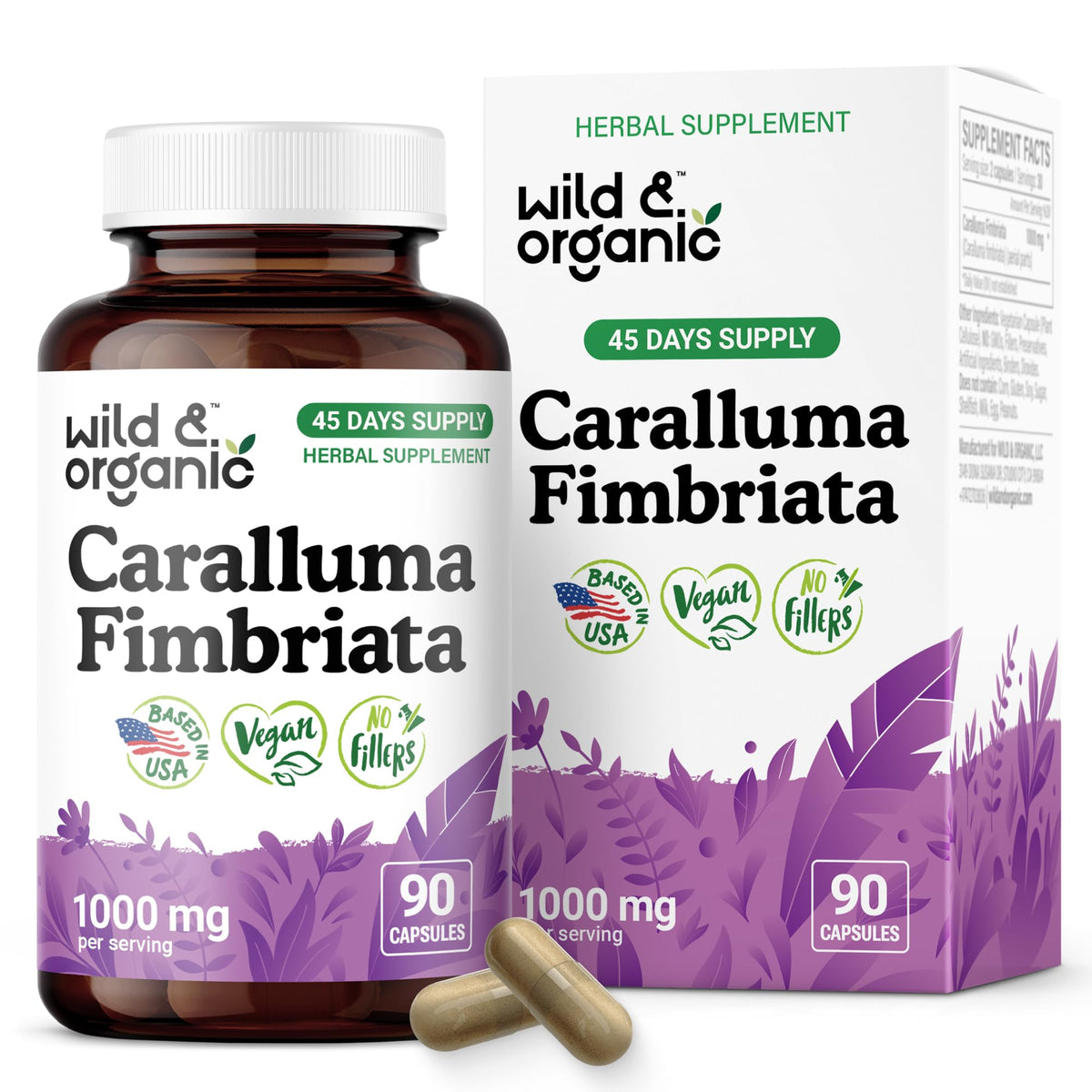 Wild & Organic Caralluma Fimbriata Capsules bottle front view