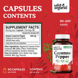 Wild & Organic Cayenne Pepper Capsules 500mg back label