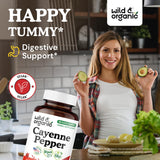 Wild & Organic Cayenne Pepper Capsules 500mg bottle side view