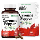 Wild & Organic Cayenne Pepper Capsules 500mg front view