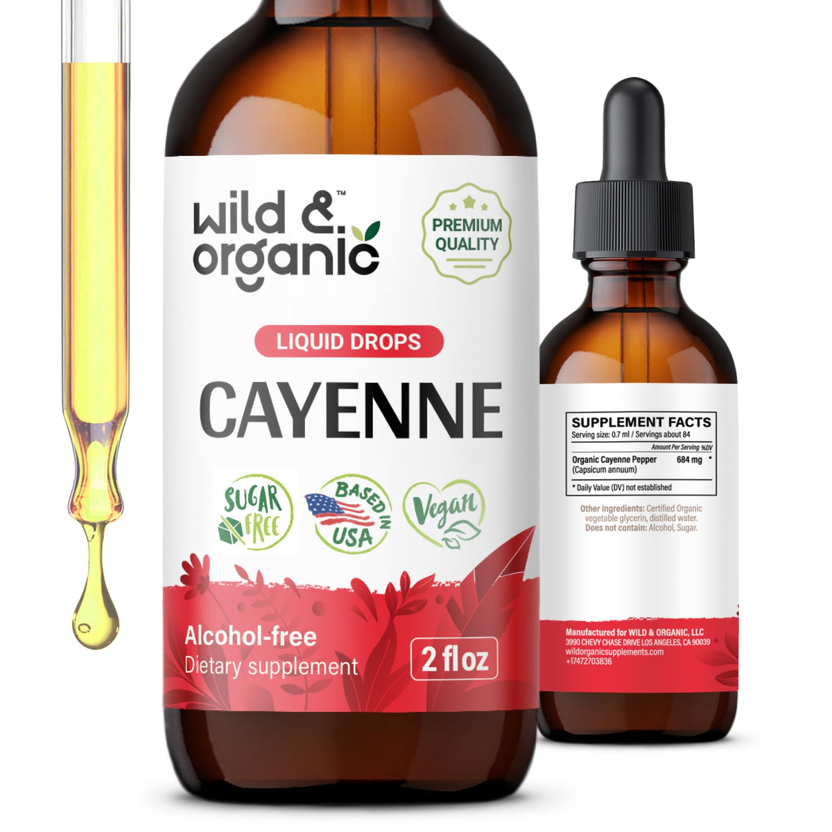 Wild & Organic Cayenne Pepper Drops 2 fl. oz. front view