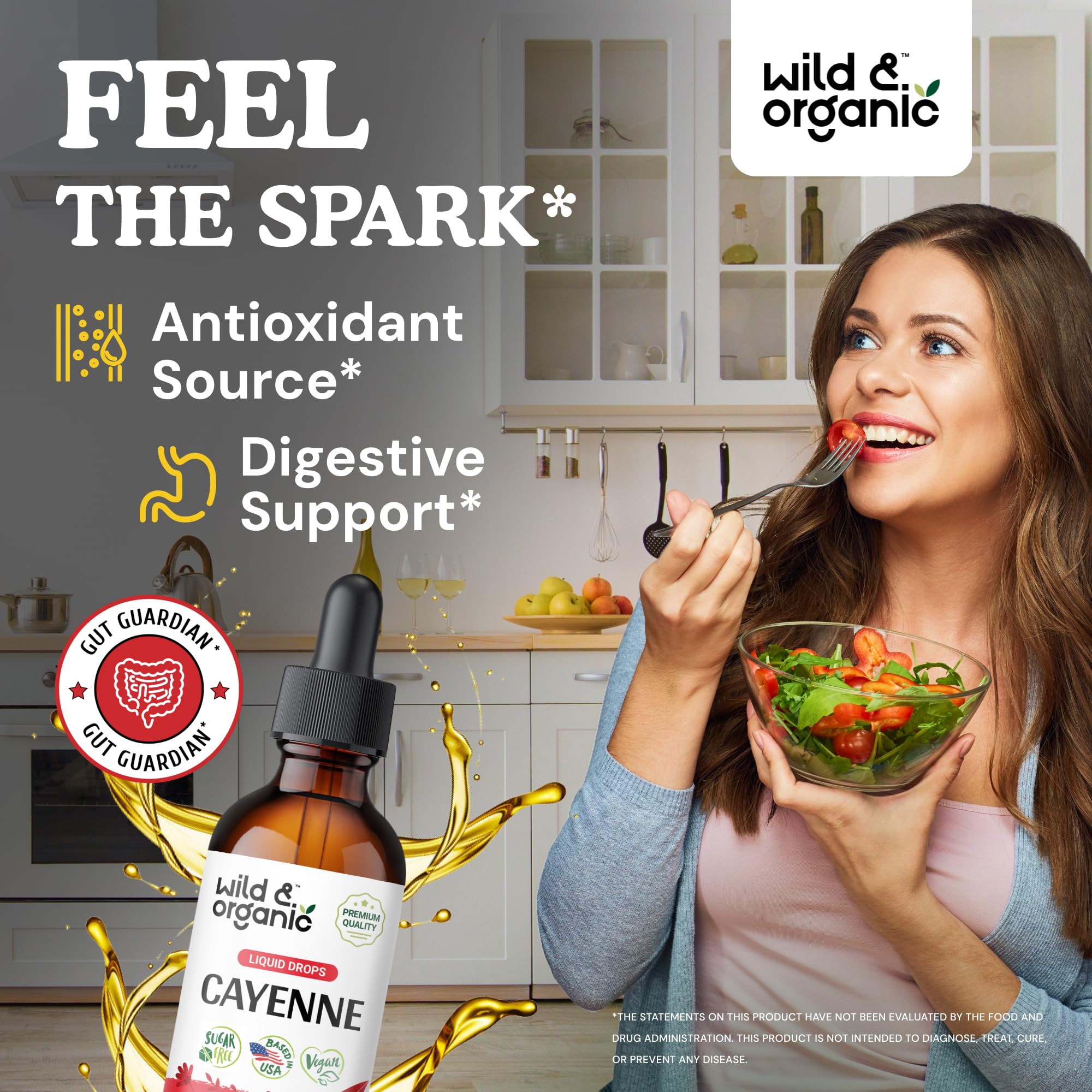Wild & Organic Cayenne Pepper Drops bottle with label