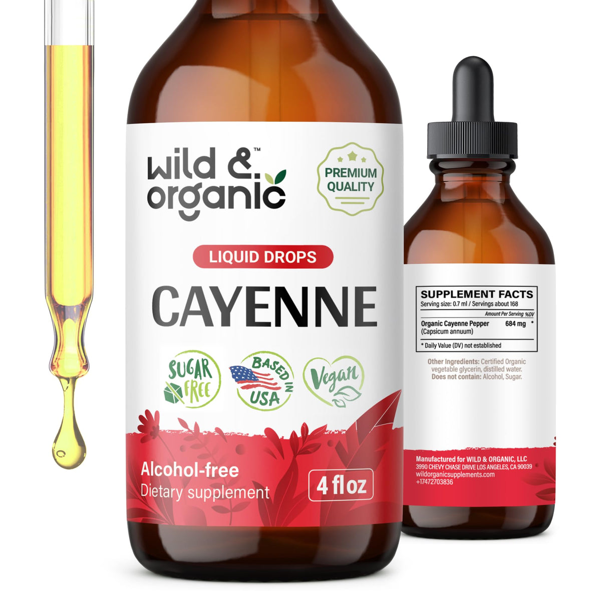 Wild & Organic Cayenne Pepper Extract Liquid Drops 4 fl. oz. front view