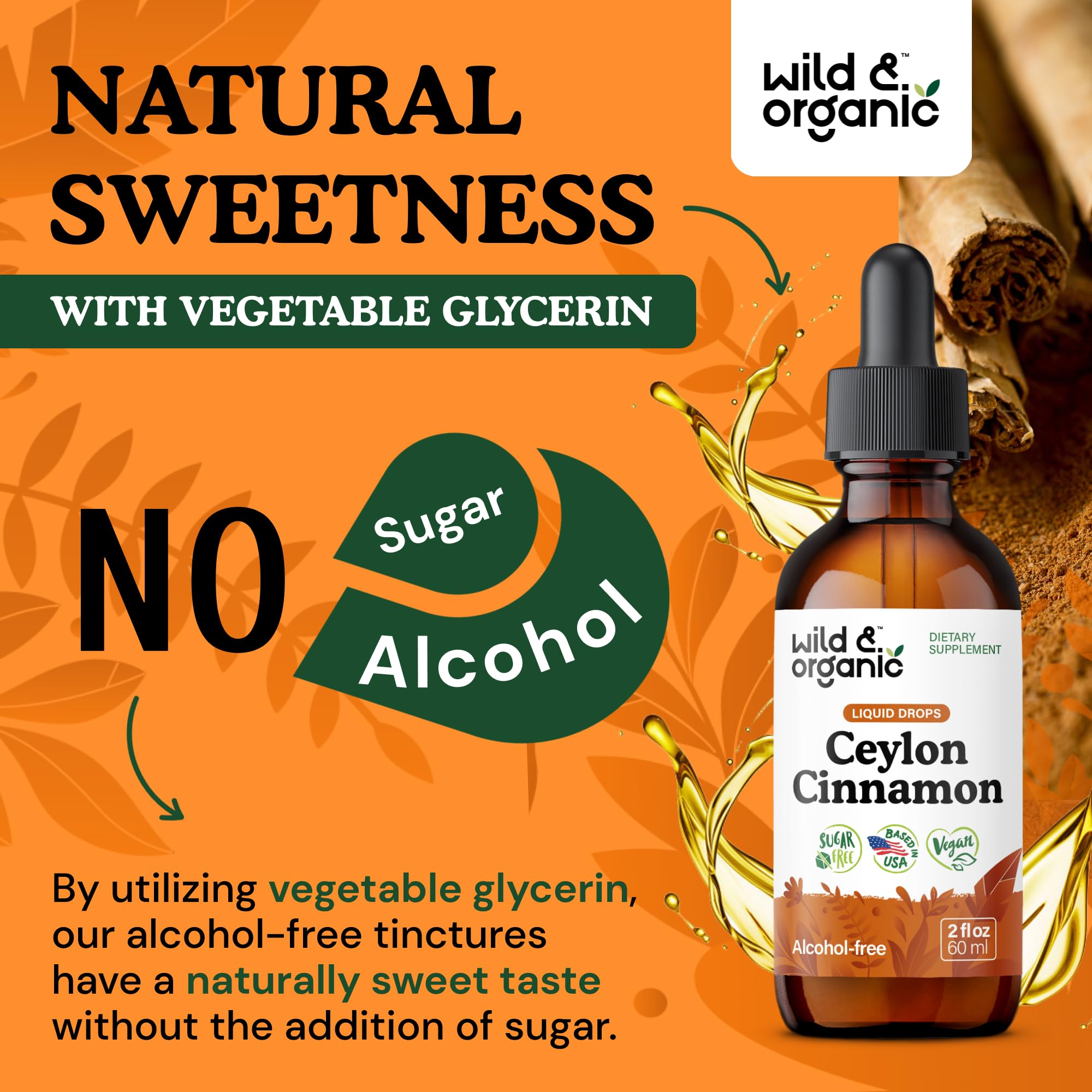 Wild & Organic Ceylon Cinnamon Drops 500mg ingredients list