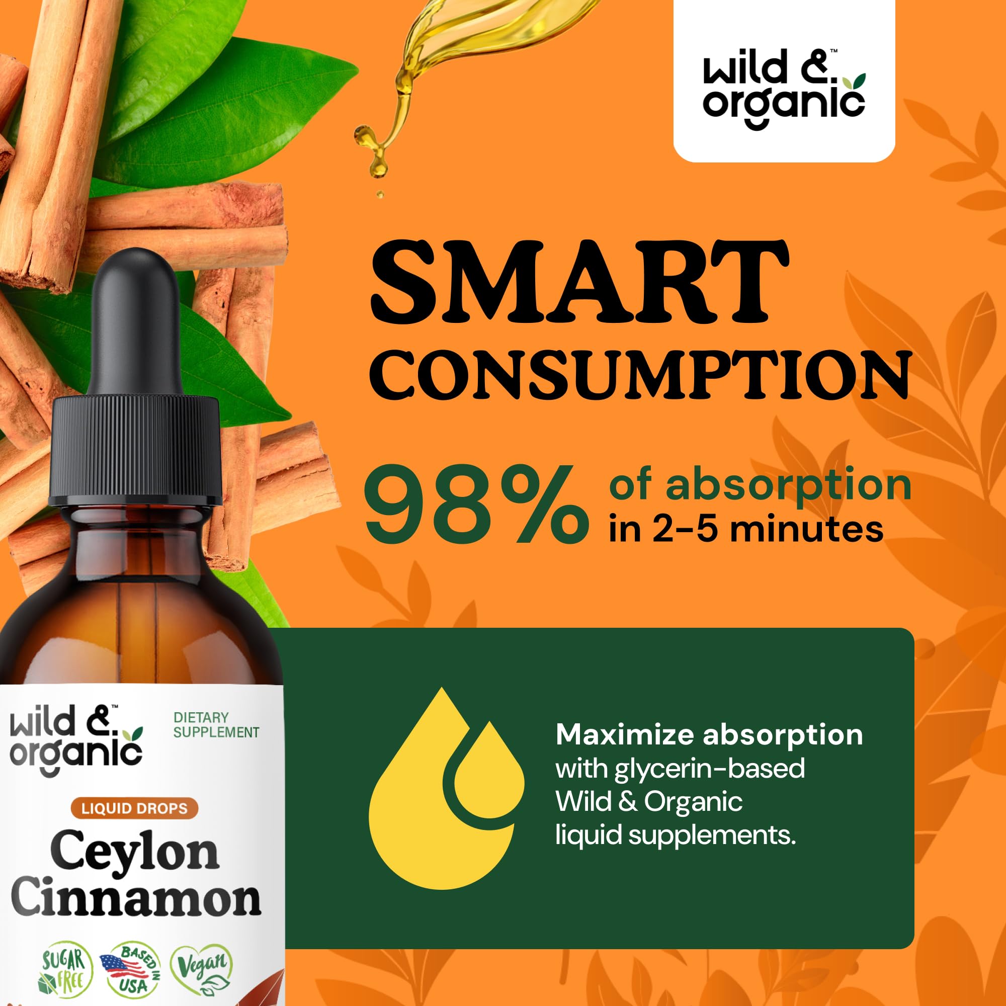 Wild & Organic Ceylon Cinnamon Drops 500mg packaging