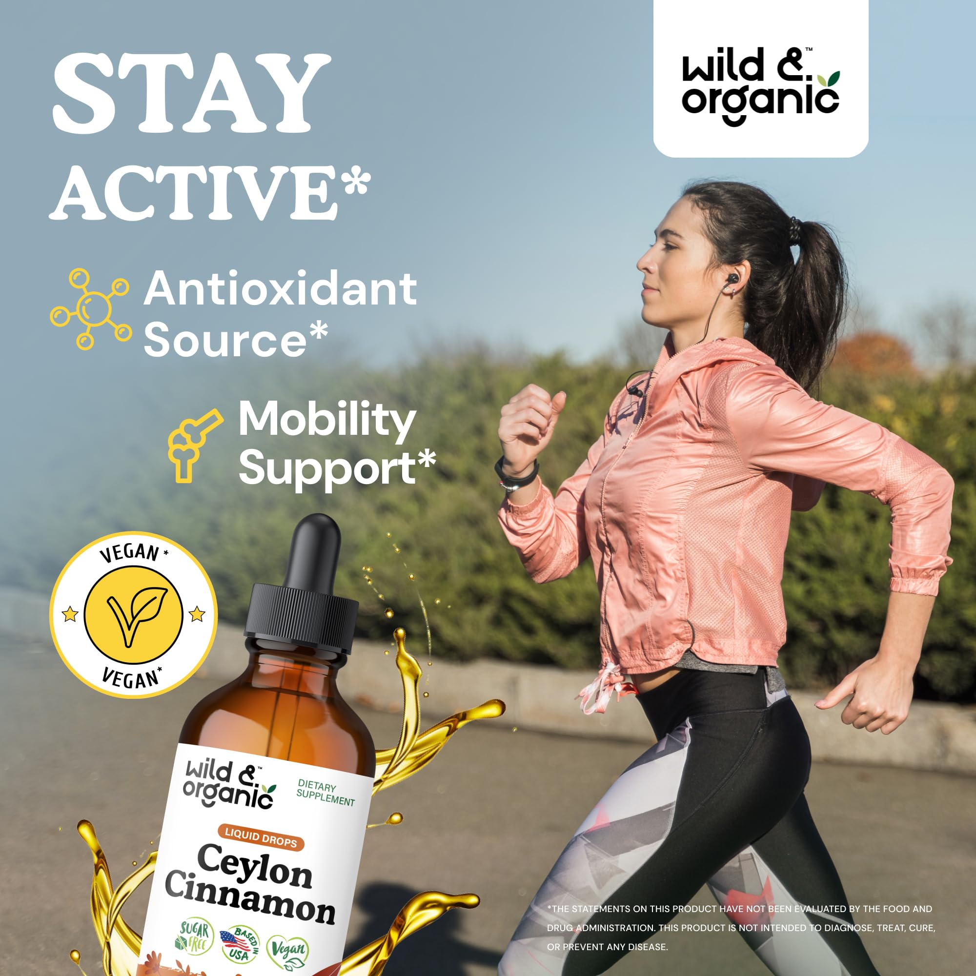 Wild & Organic Ceylon Cinnamon Drops 500mg side view