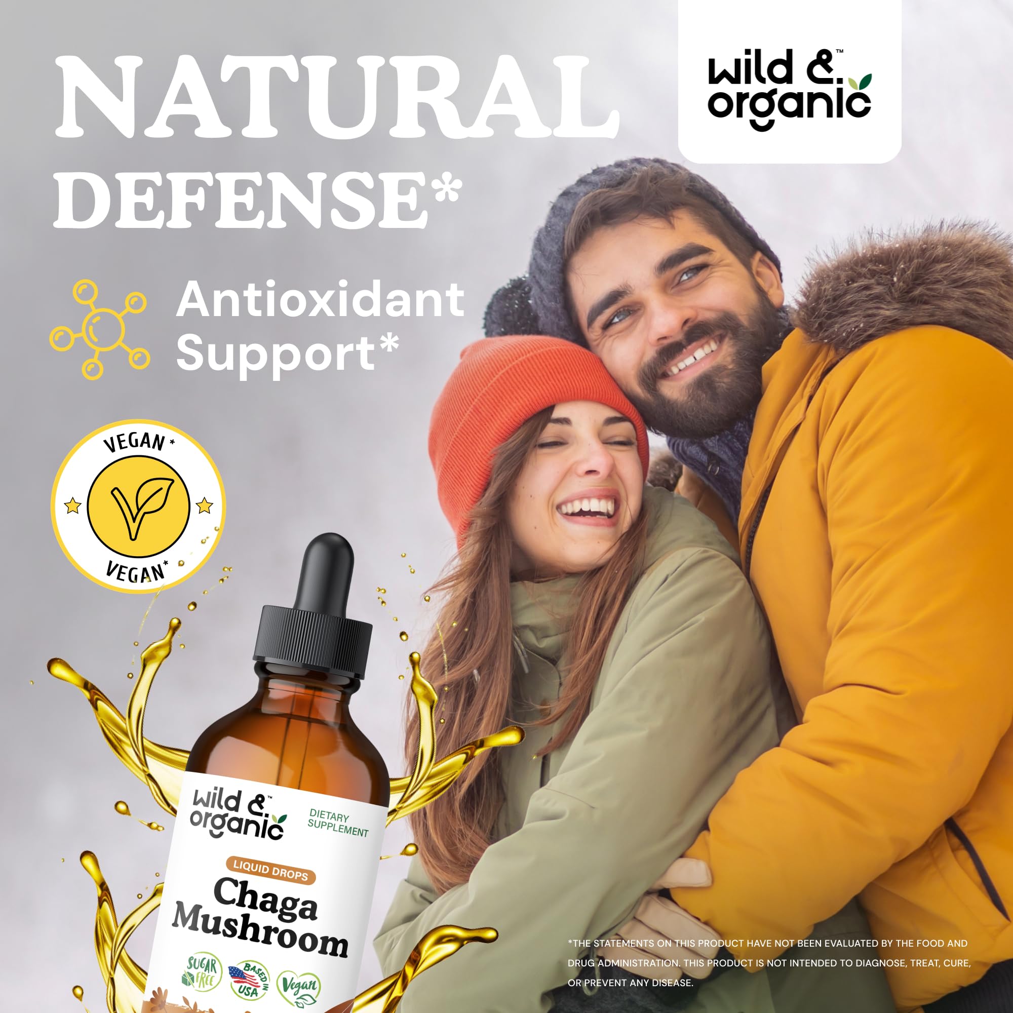Wild & Organic Chaga Mushroom Tincture bottle with dropper