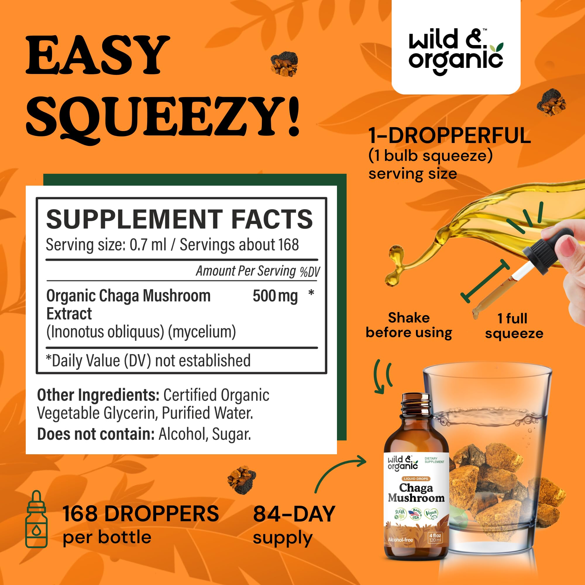 Wild & Organic Chaga Mushroom Tincture ingredients list
