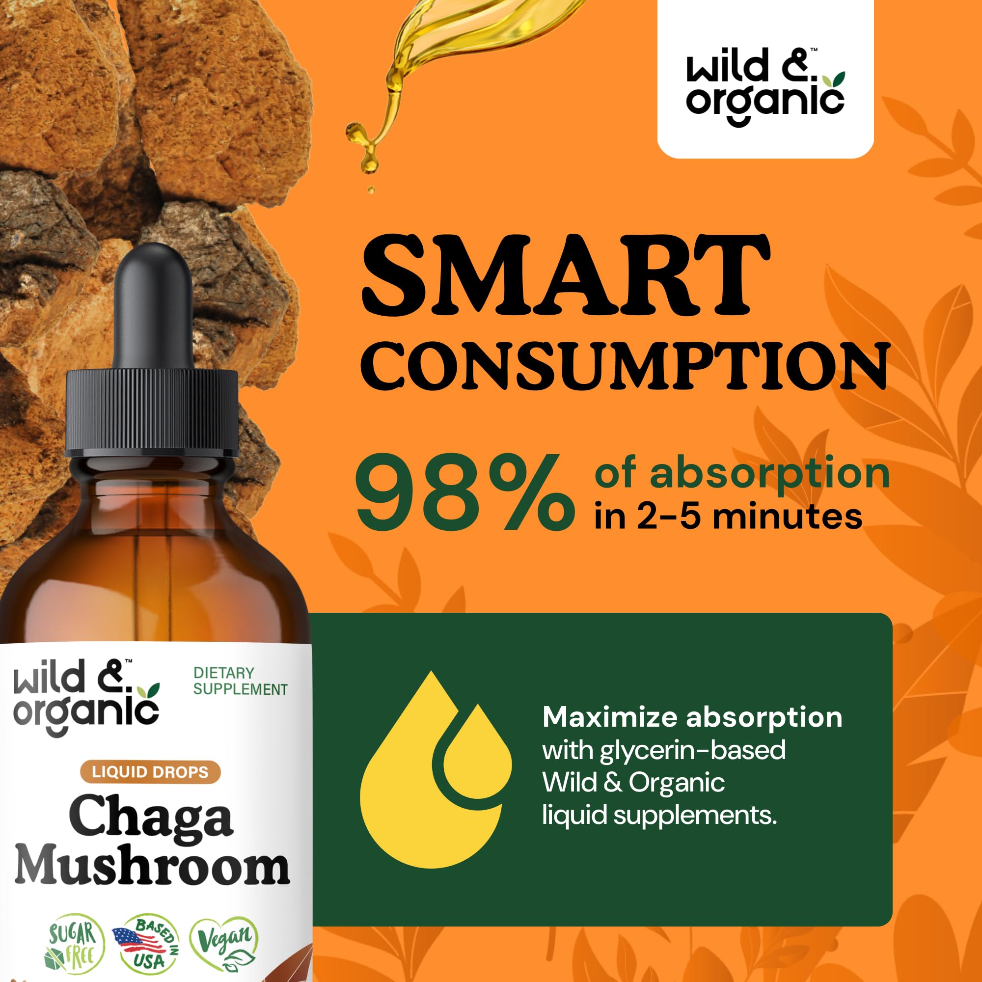 Wild & Organic Chaga Mushroom Tincture side view