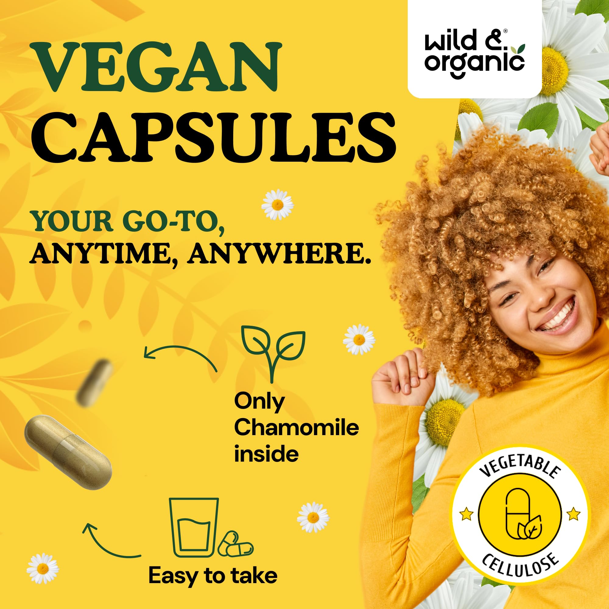 Wild & Organic Chamomile Capsules 800mg back label