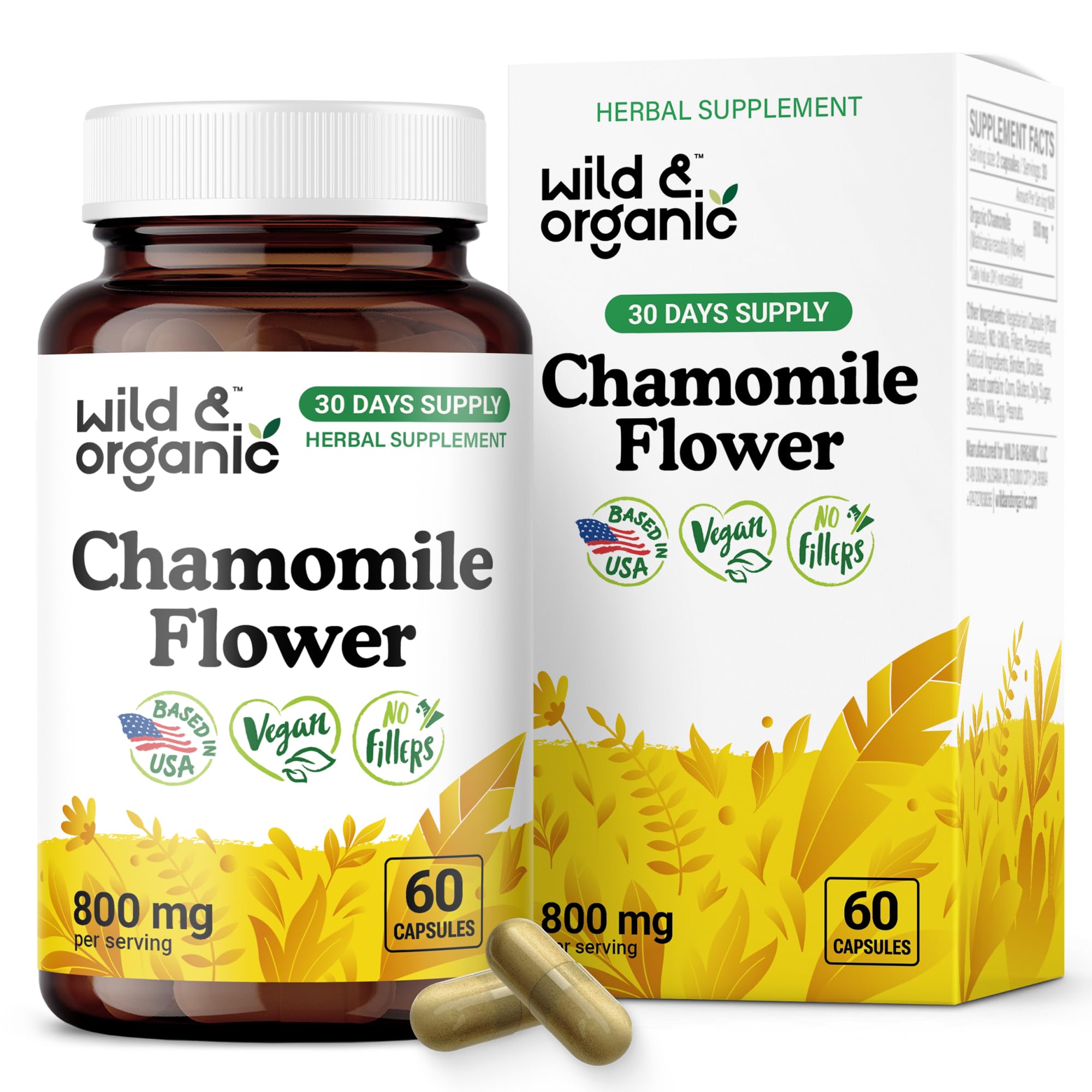 Wild & Organic Chamomile Capsules bottle front view