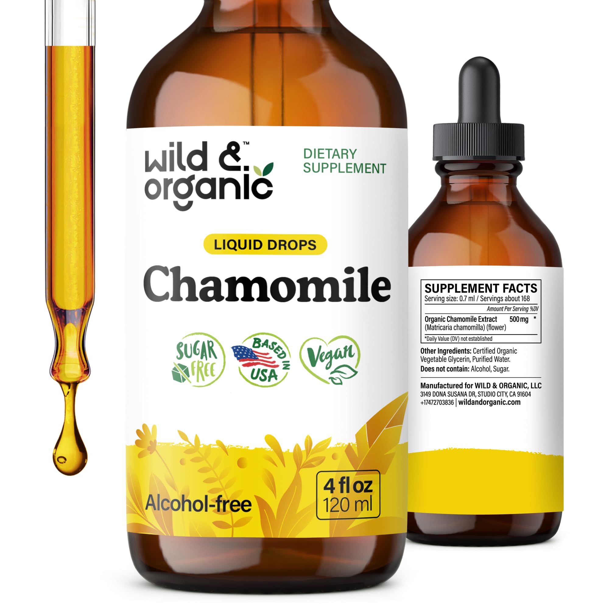 Wild & Organic Chamomile Tincture 4 fl. oz. front view