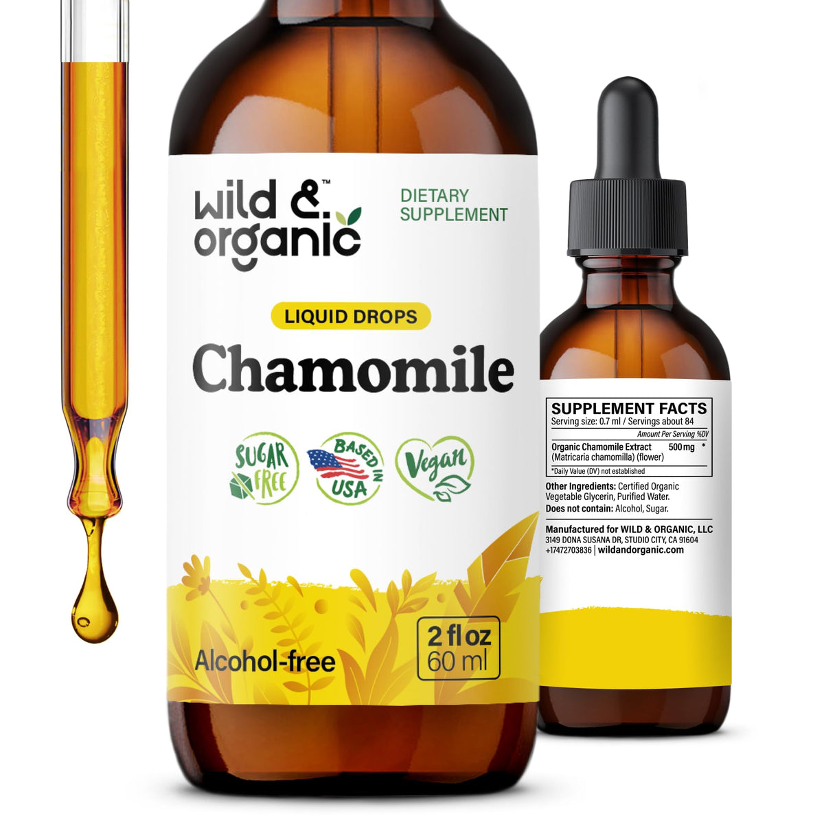 Wild & Organic Chamomile Tincture 500mg front view