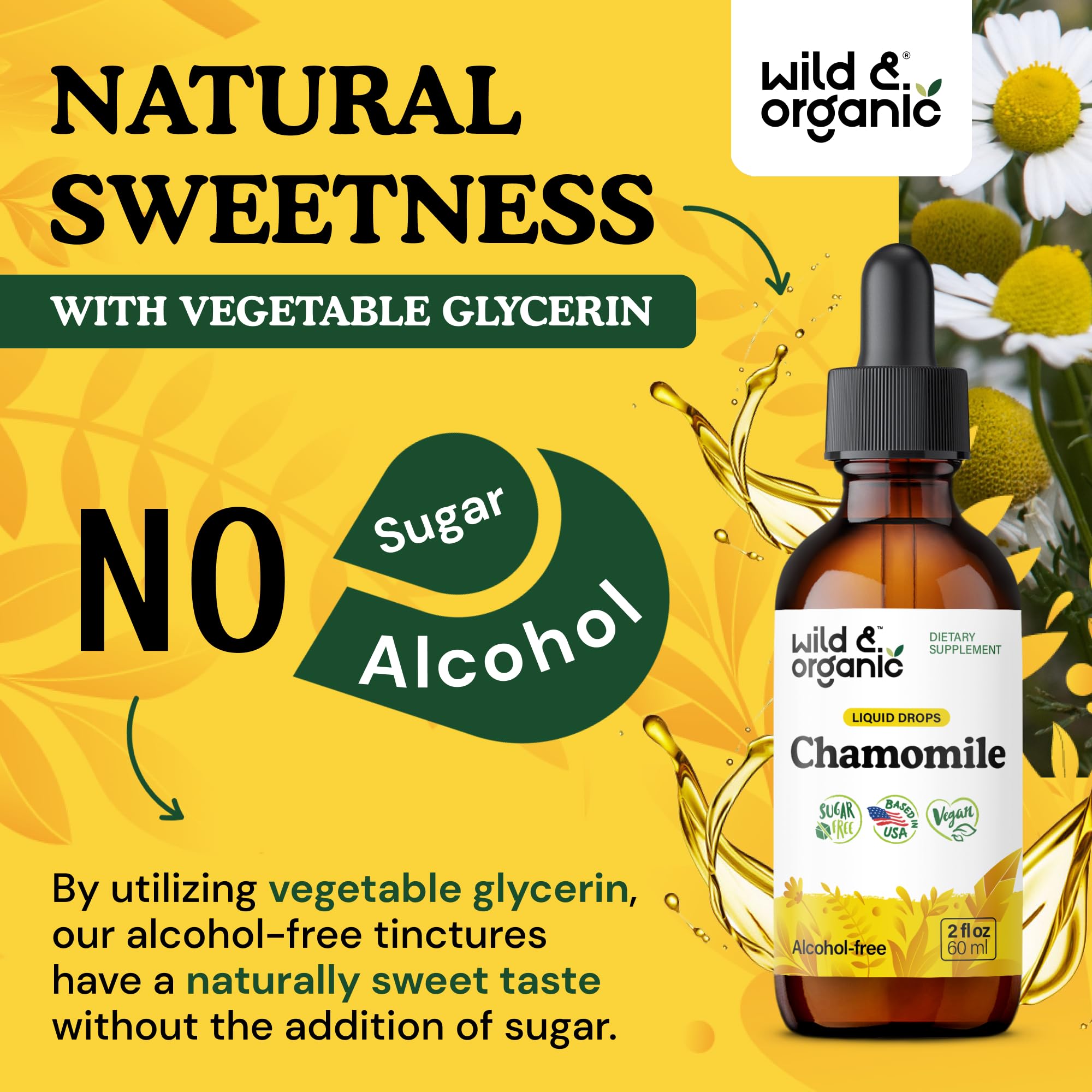 Wild & Organic Chamomile Tincture 500mg packaging details
