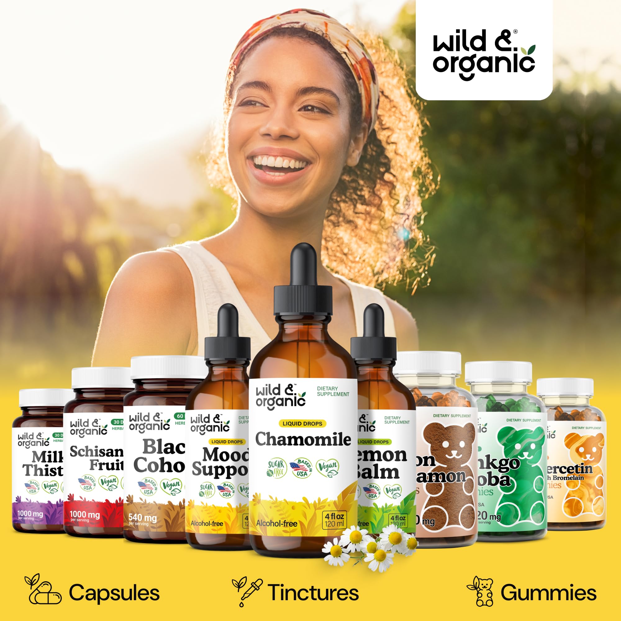 Wild & Organic Chamomile Tincture in a lifestyle setting
