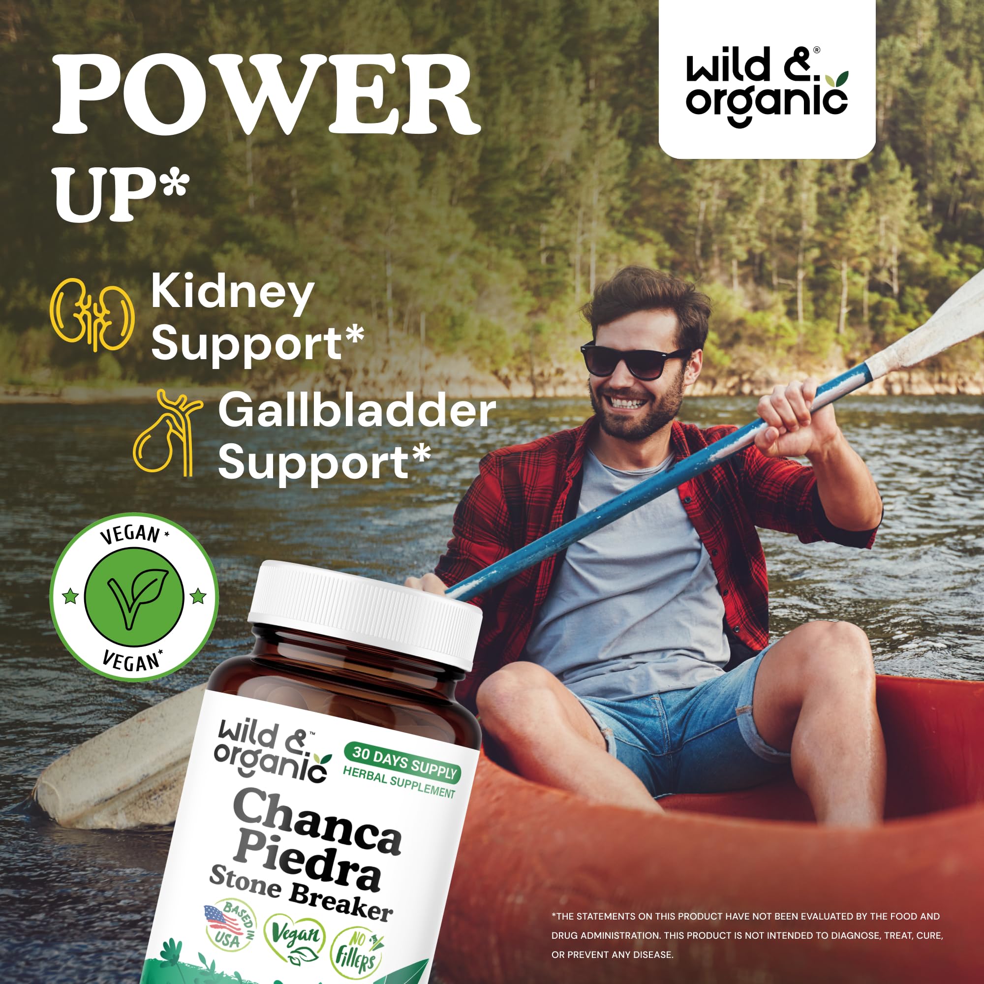 Wild & Organic Chanca Piedra Capsules side view