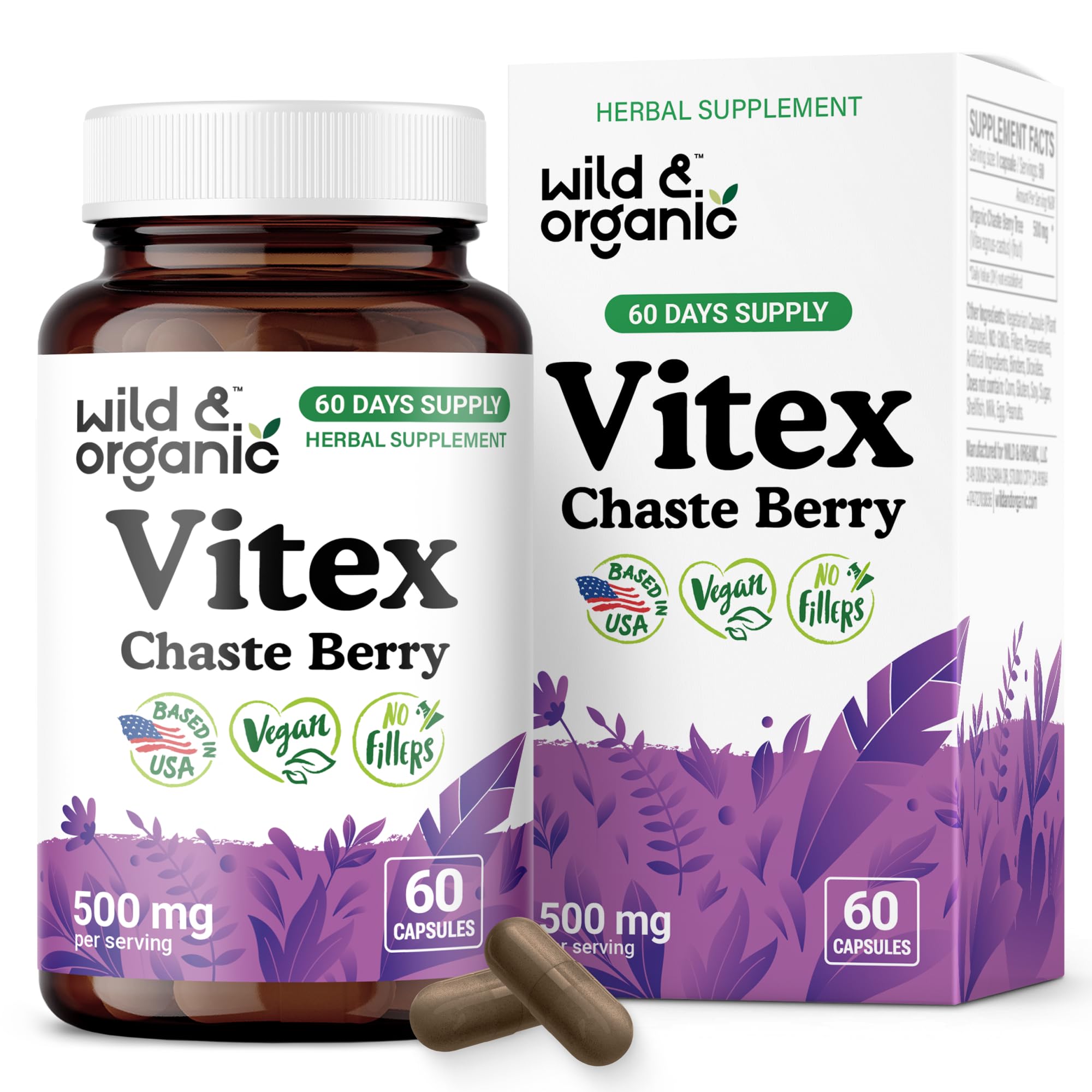 Wild & Organic Chasteberry Supplement bottle front view