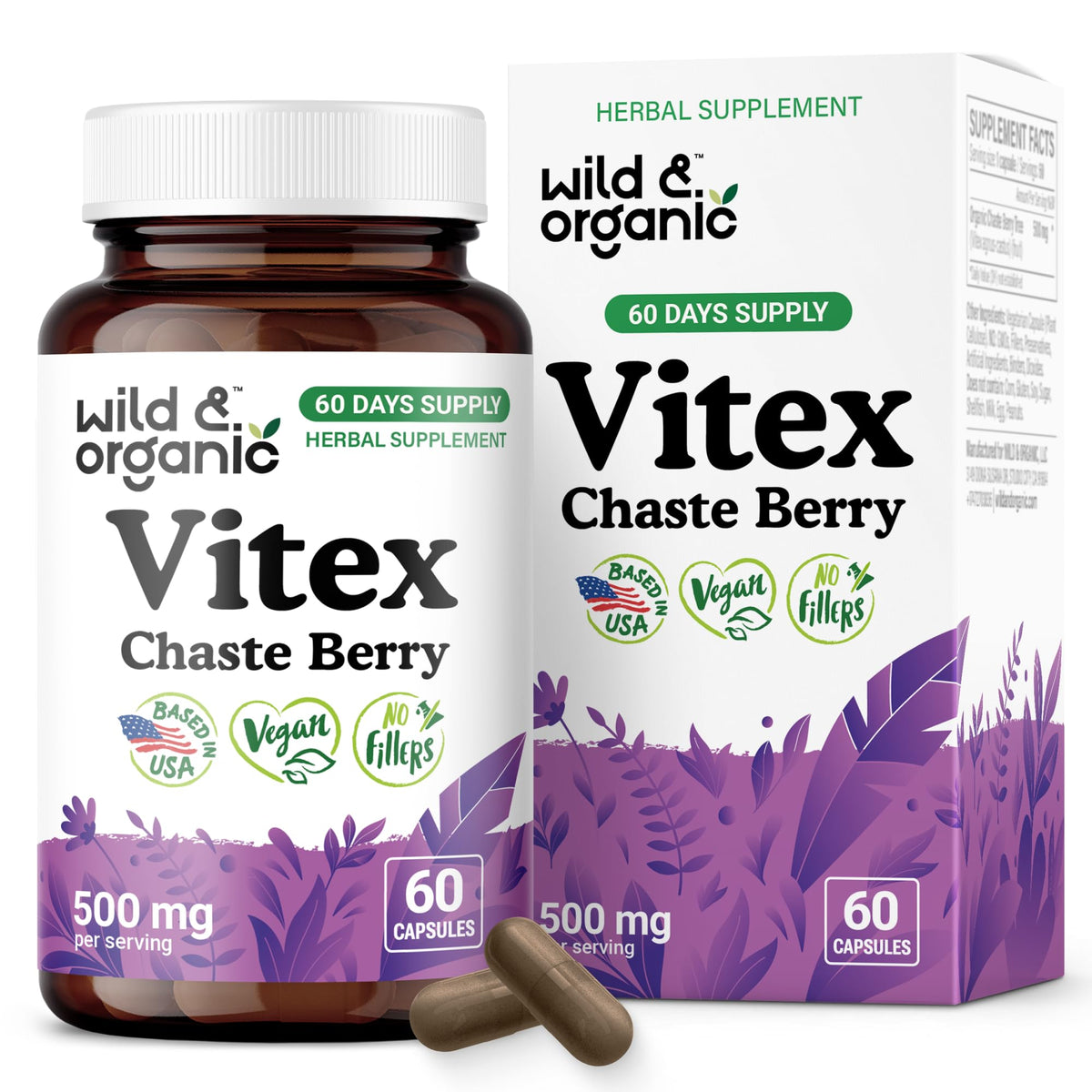 Wild & Organic Chasteberry Supplement bottle front view