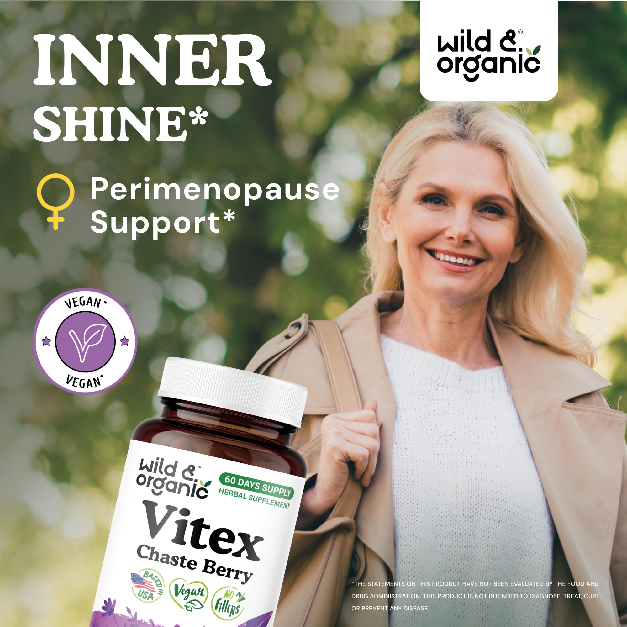 Wild & Organic Chasteberry Supplement bottle top view