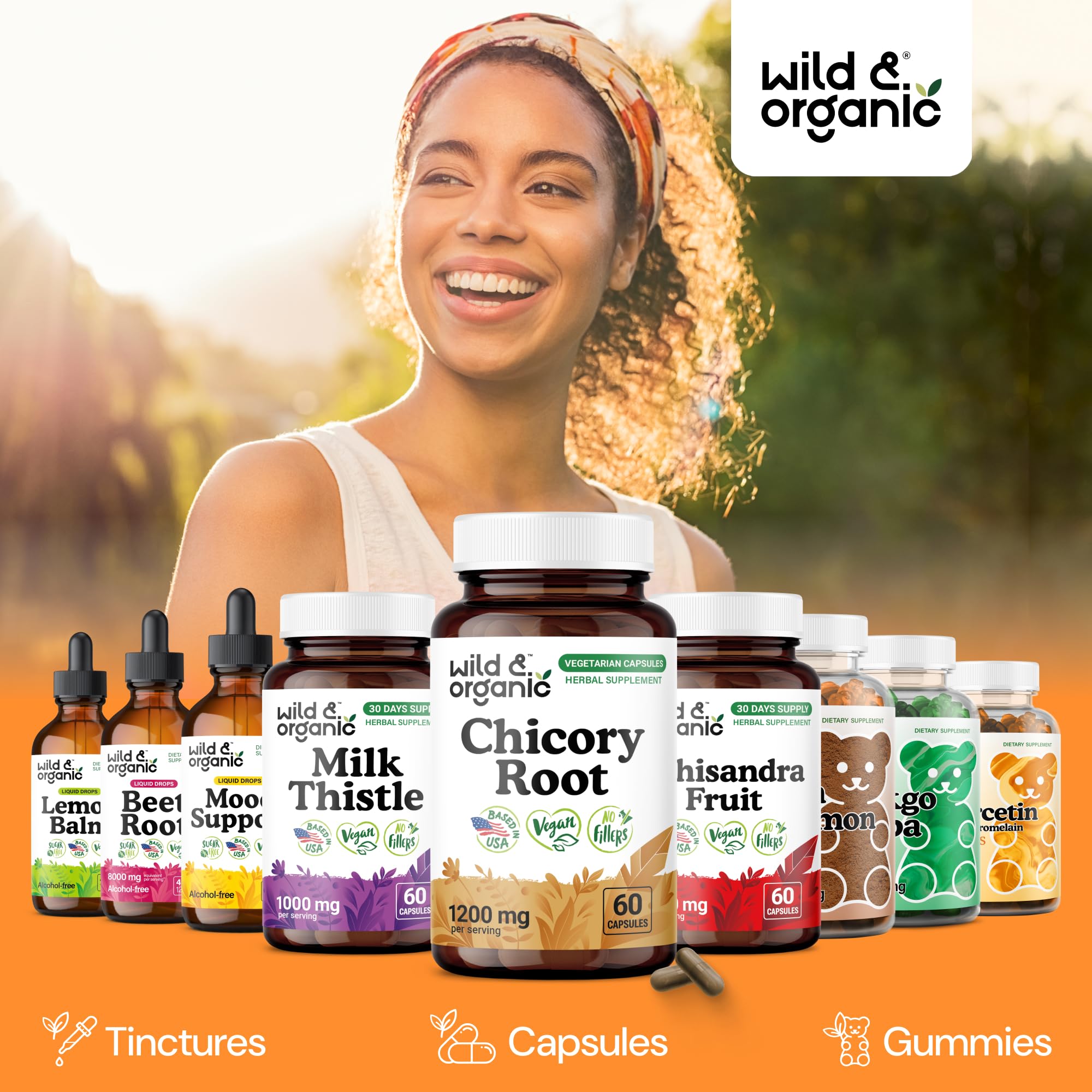 Wild & Organic Chicory Root Inulin Capsules back view