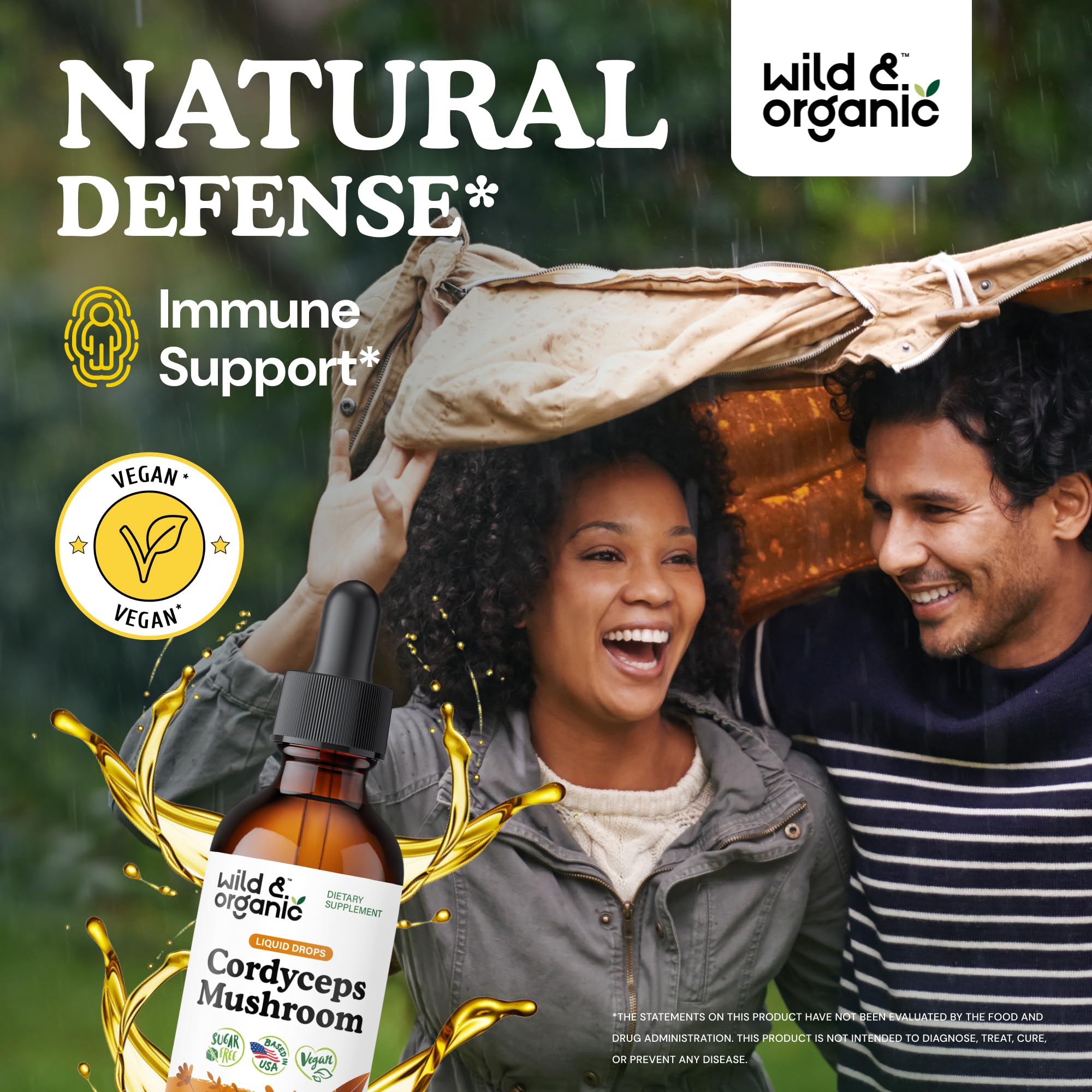 Wild & Organic Cordyceps Mushroom Tincture 500mg bottle with dropper