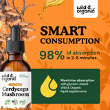Wild & Organic Cordyceps Mushroom Tincture 500mg side view