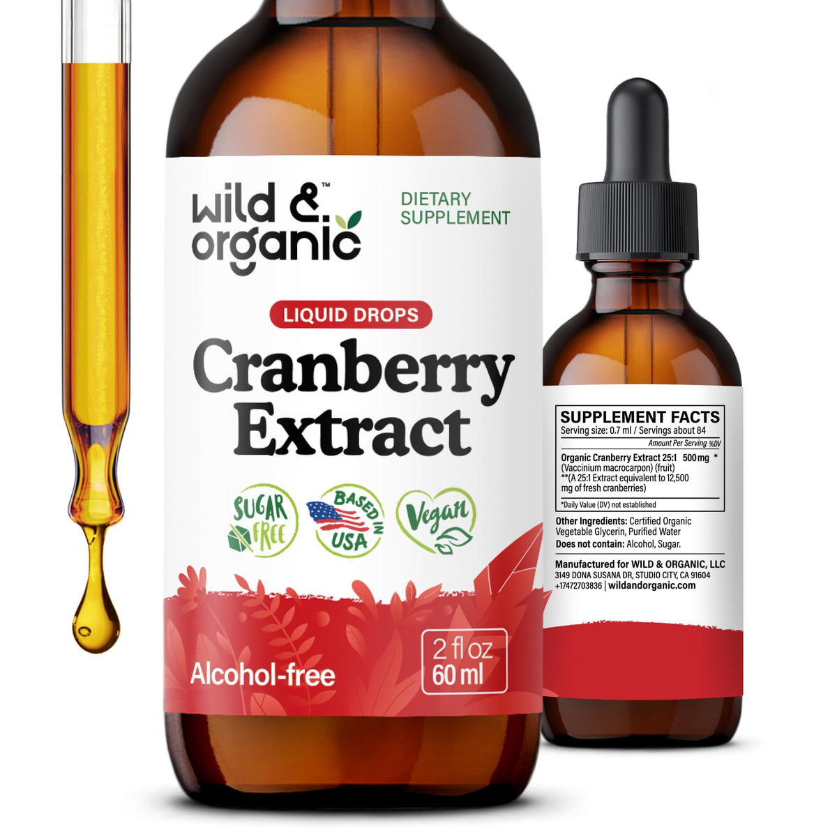 Wild & Organic Cranberry Extract 500mg bottle front view