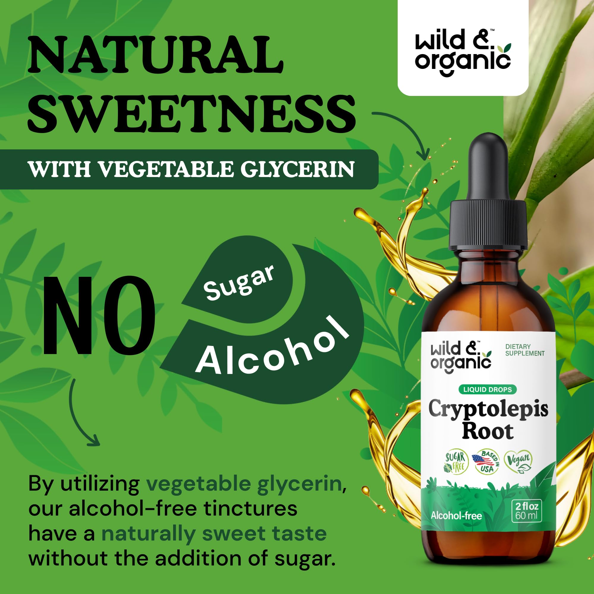 Wild & Organic Cryptolepis Tincture 500mg with measuring spoon