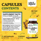 Wild & Organic Dandelion Root Capsules 500mg side view