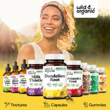 Wild & Organic Dandelion Root Capsules 500mg with measuring spoon