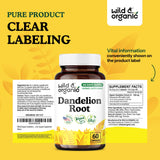 Wild & Organic Dandelion Root Capsules 500mg with natural background