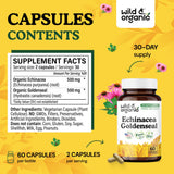 Wild & Organic Echinacea and Goldenseal Capsules bottle with label