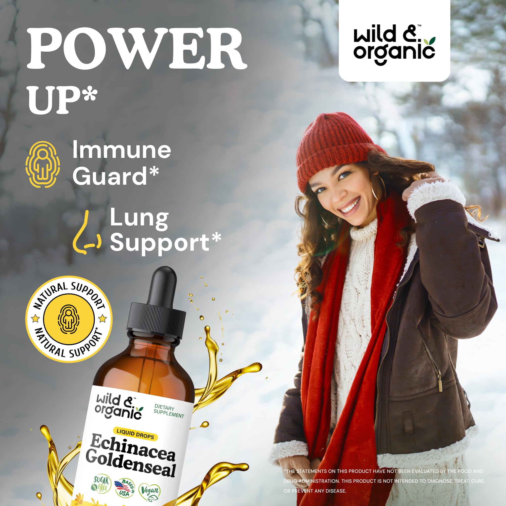 Wild & Organic Echinacea Goldenseal Tincture bottle with dropper