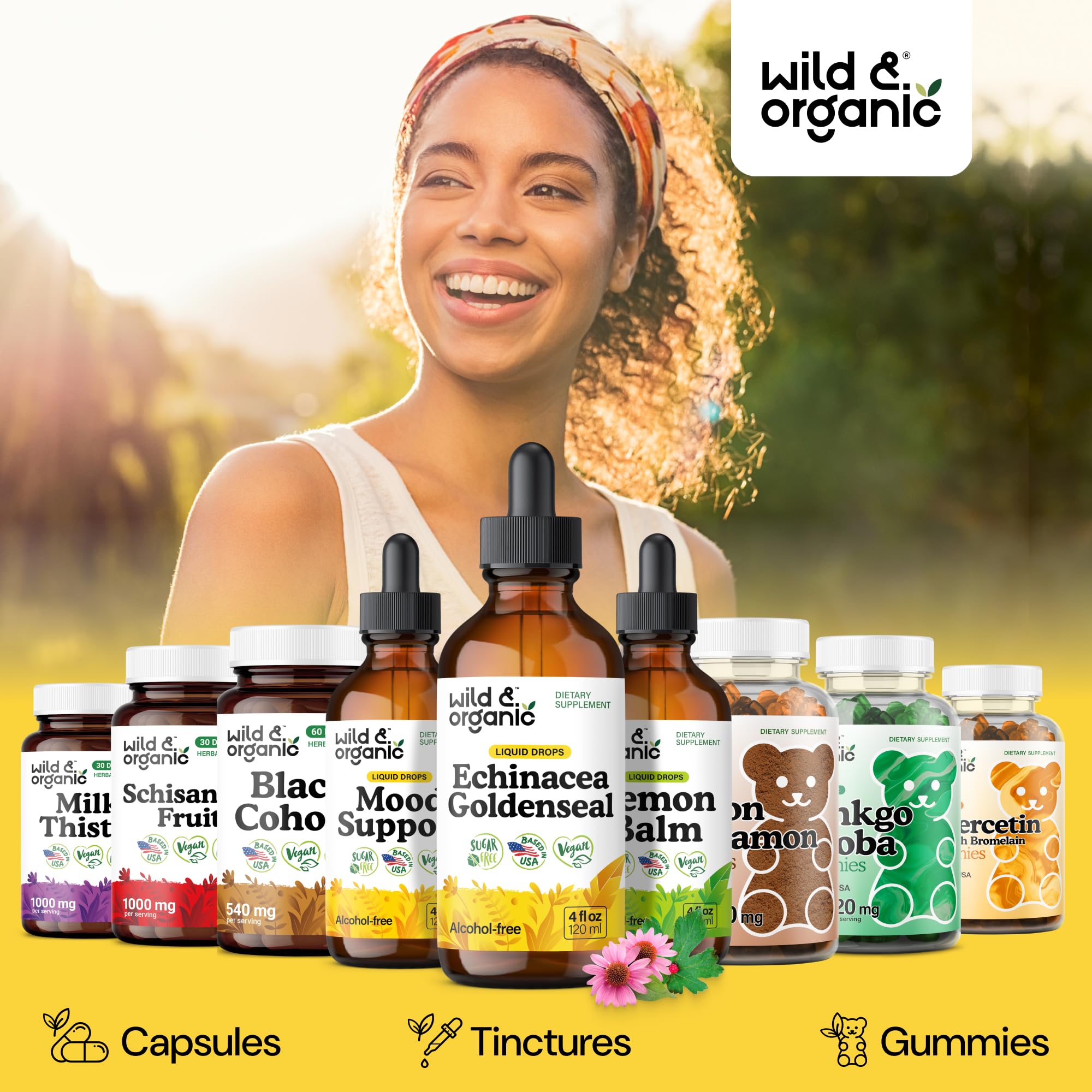 Wild & Organic Echinacea Goldenseal Tincture ingredients list