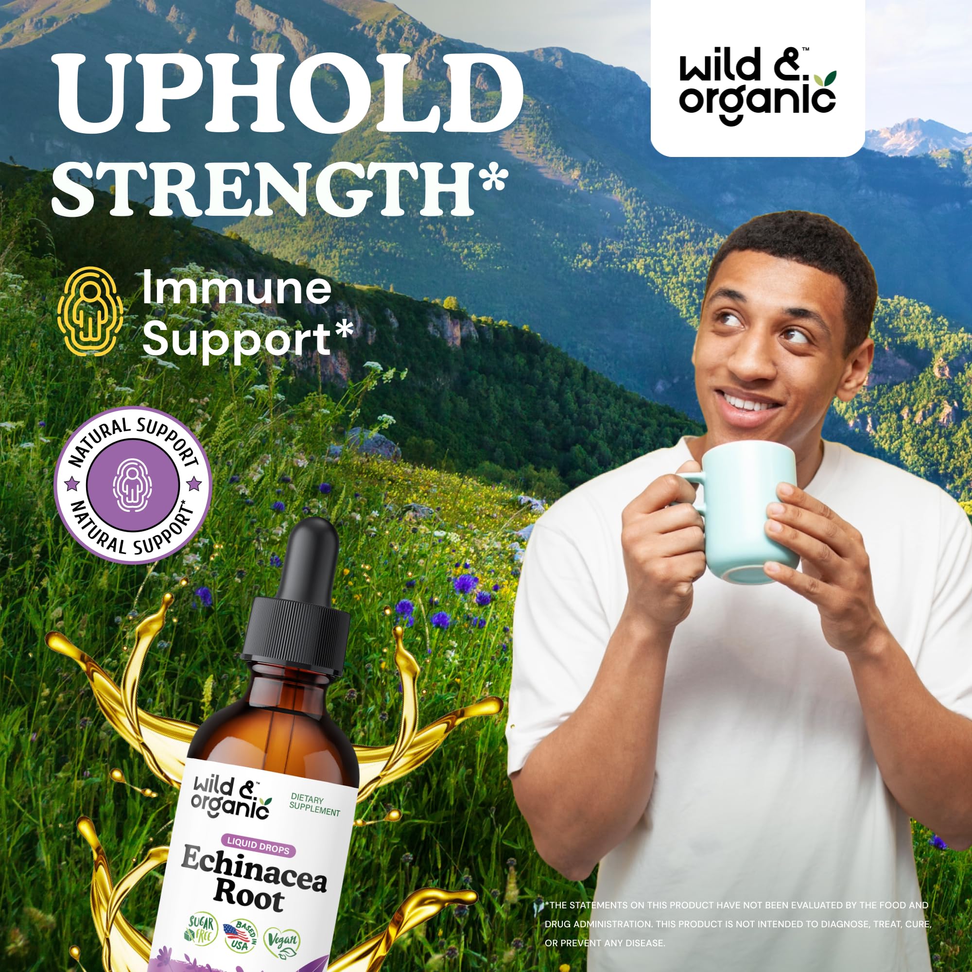 Wild & Organic Echinacea Tincture 500mg bottle side view