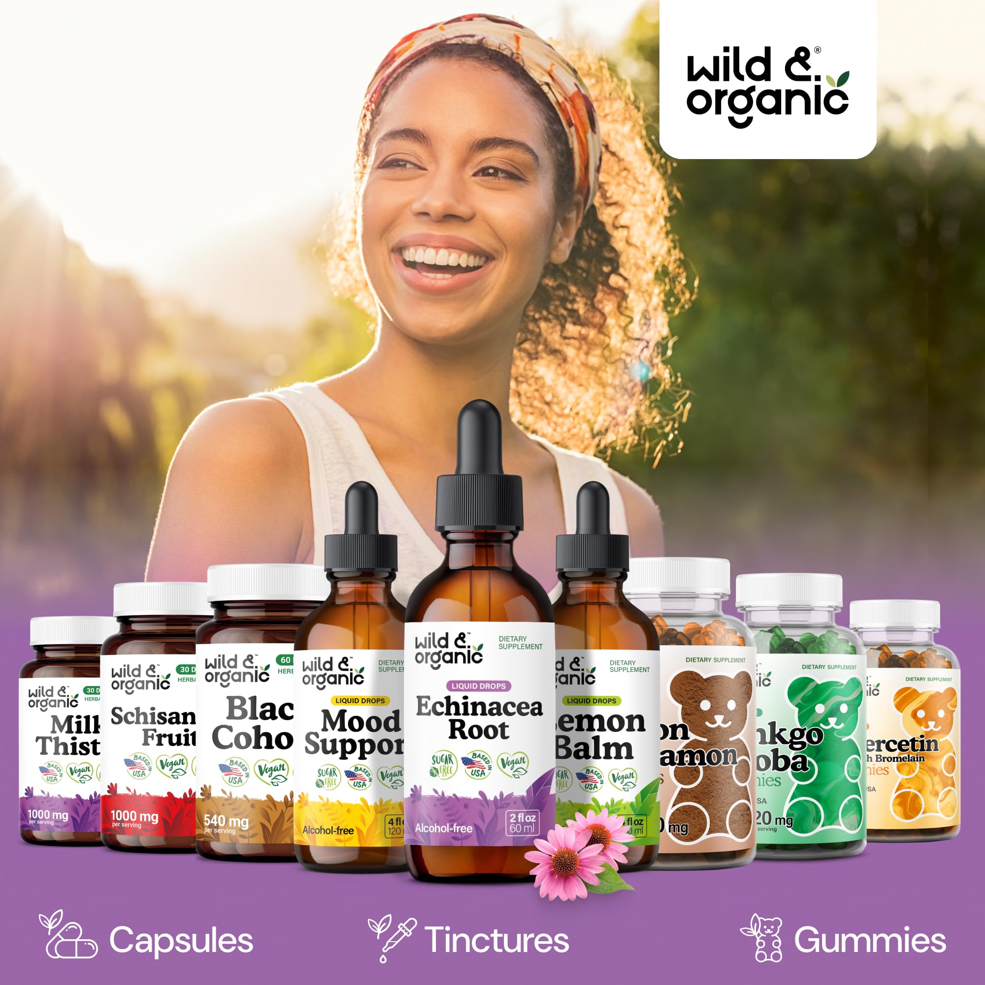 Wild & Organic Echinacea Tincture 500mg with natural ingredients