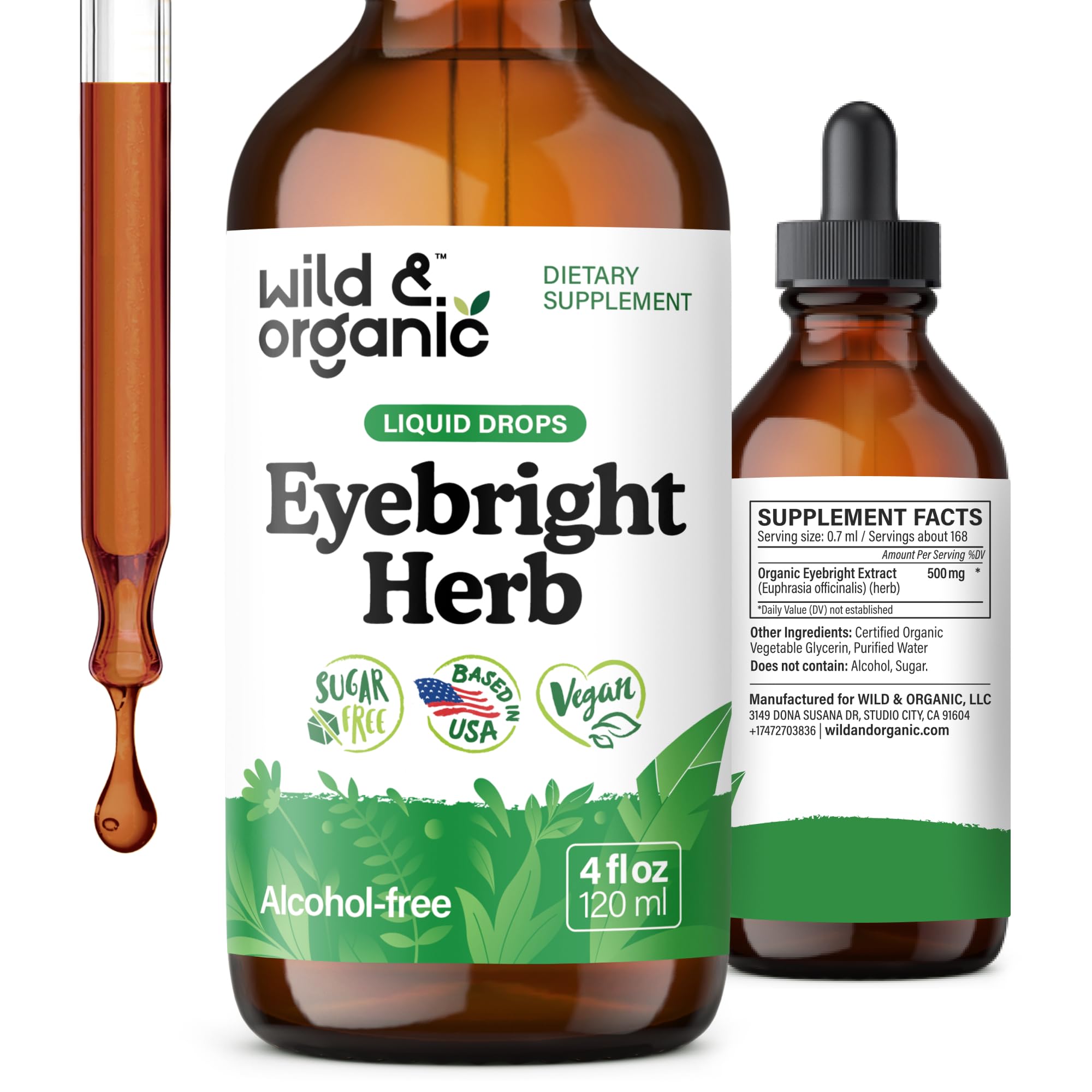Wild & Organic Eyebright Tincture 4 fl. oz. front view