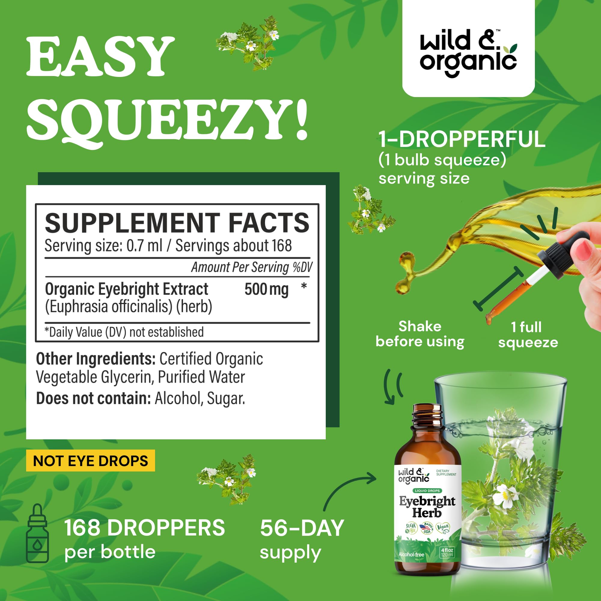 Wild & Organic Eyebright Tincture dropper close-up