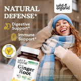 Wild & Organic Ginger Root Capsules 1200mg bottle side view