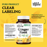 Wild & Organic Ginger Root Capsules 1200mg bottle top view