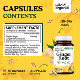 Wild & Organic Ginger Root Capsules 1200mg capsules close-up