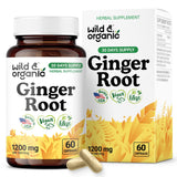 Wild & Organic Ginger Root Capsules 1200mg front view