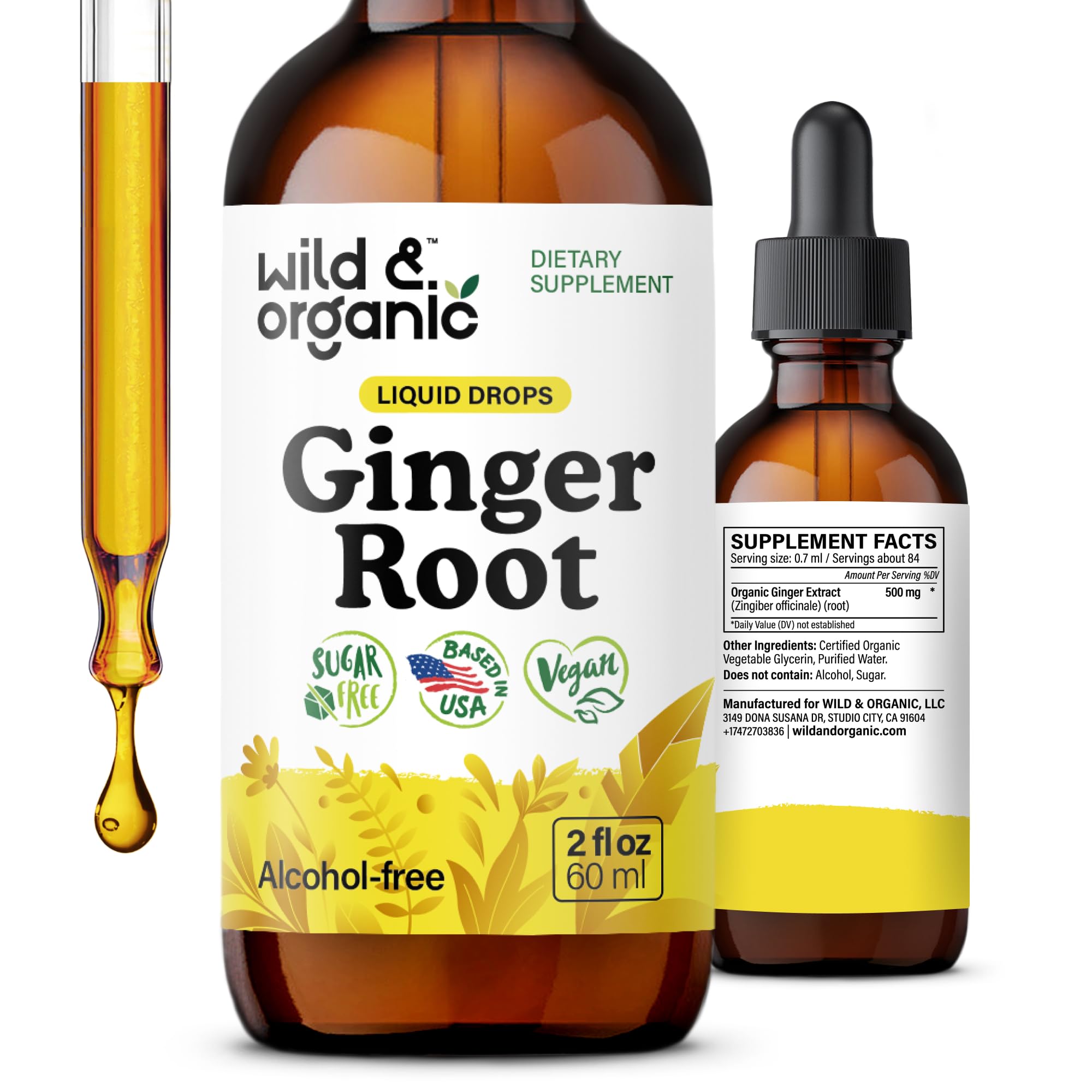Wild & Organic Ginger Root Extract Drops 2 fl. oz. front view