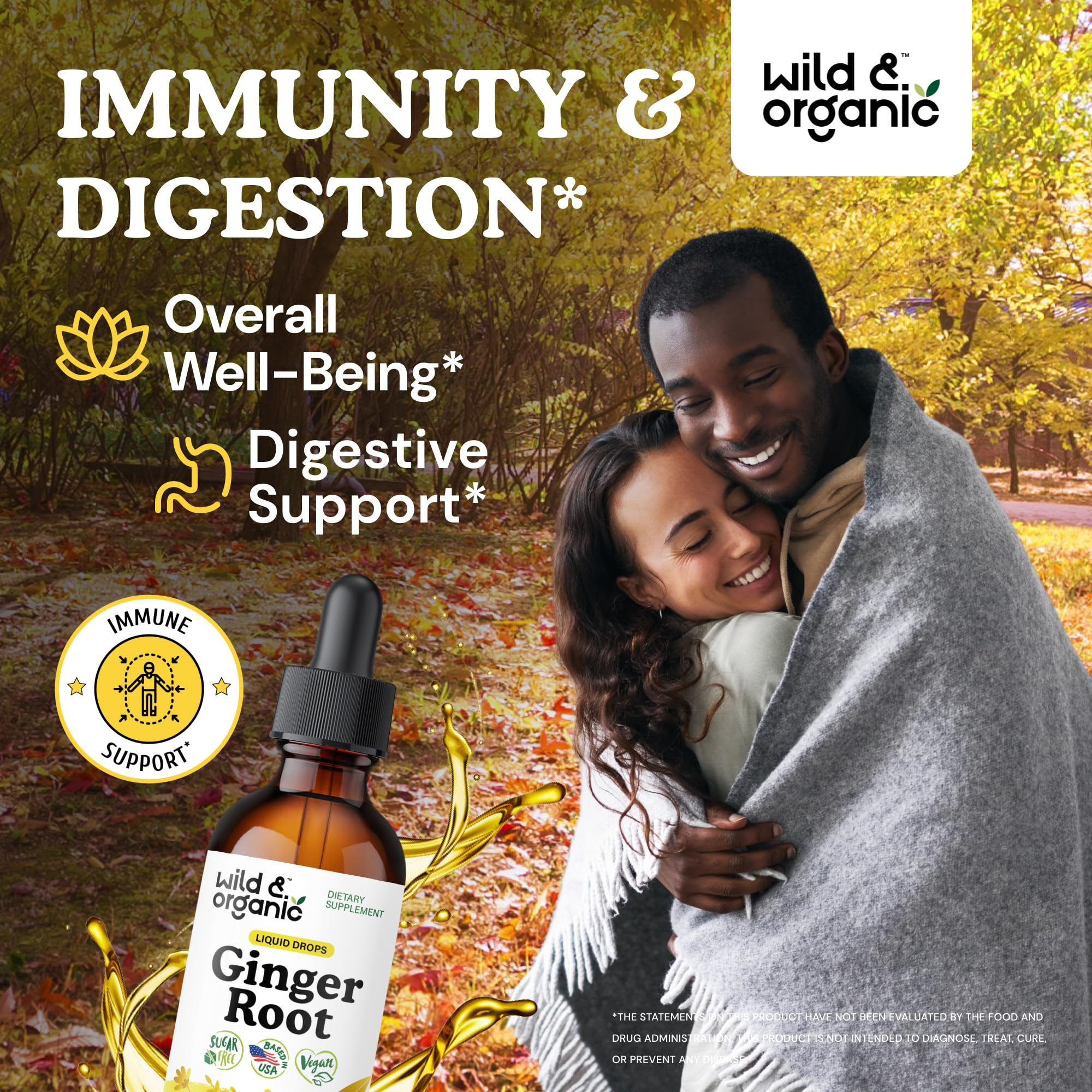 Wild & Organic Ginger Root Extract Drops bottle with label