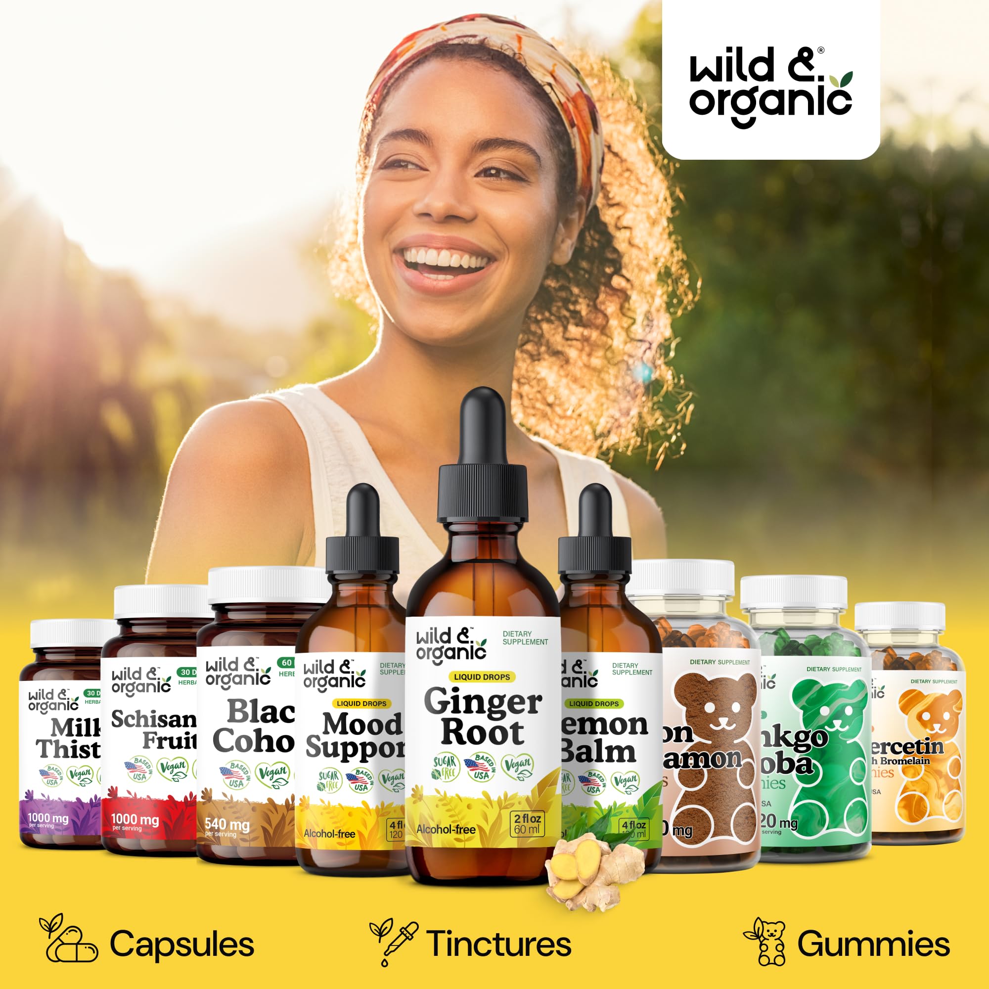 Wild & Organic Ginger Root Extract Drops with measuring spoon