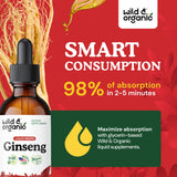 Wild & Organic Ginseng Tincture bottle with herbs