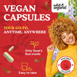 Wild & Organic Goat's Rue Capsules showing capsule size in hand